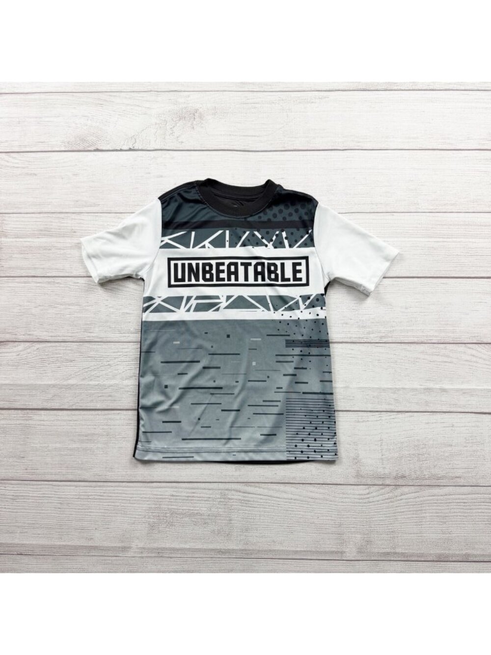 Athletic Works Boys Active T-Shirt “Unbeatable” Graphic Performance Tee S 6-7